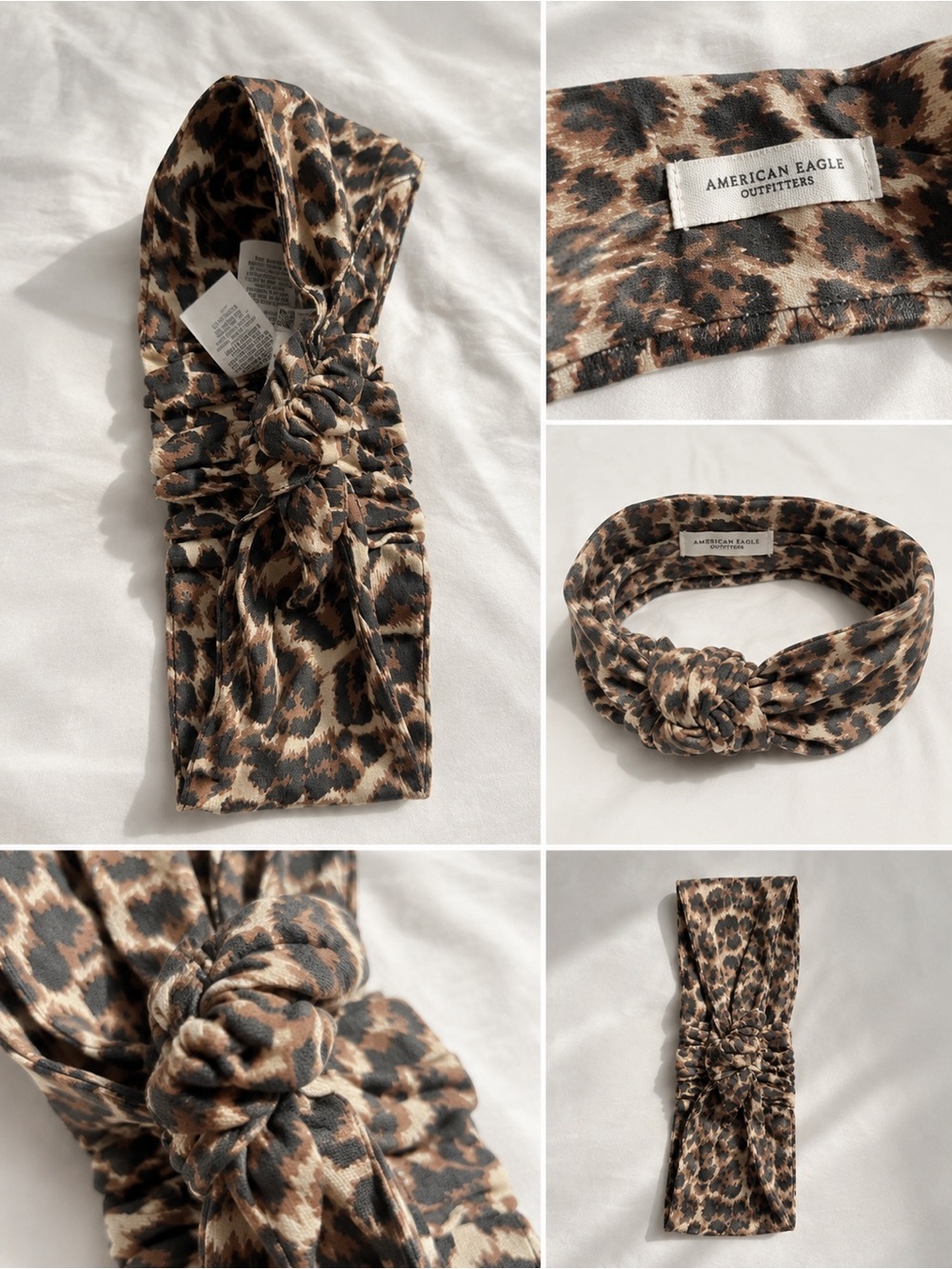American Eagle Outfitters Leopard Print Knotted Headband - Brown, Black, Cream